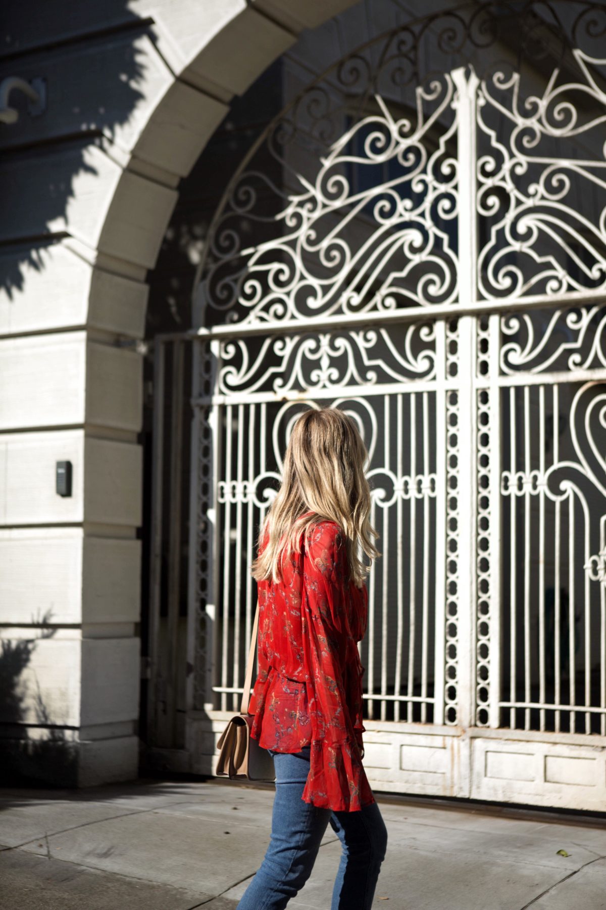 ashley kane IRO red blouse spring style